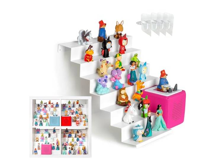 Xozoyo XZYJT-Y Étagère échelle magnétique pour figurines Tonie\, IKEA KALLAX et autres espaces de grille\, étagère magnétique de style industriel pour enfants (1\, XZYJT-Y)