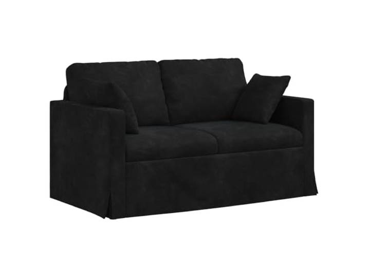 Todiikf Zweisitzer Sofa Samt Couch Modulsofa Schwarz 138x78x80 cm Zweiteiliges samtiges Polstersofa mit Holzarmlehnen und Metallrahmen für Wohnzimmer, Schlafzimmer und kleine Räume.