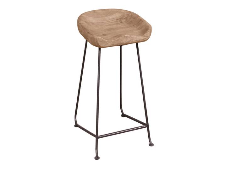 Mid.you Barhocker, Natur, Schwarz, Holz, Metall, Akazie, massiv, Kufe, 42x76x38 cm, Esszimmer, Barmöbel, Barhocker