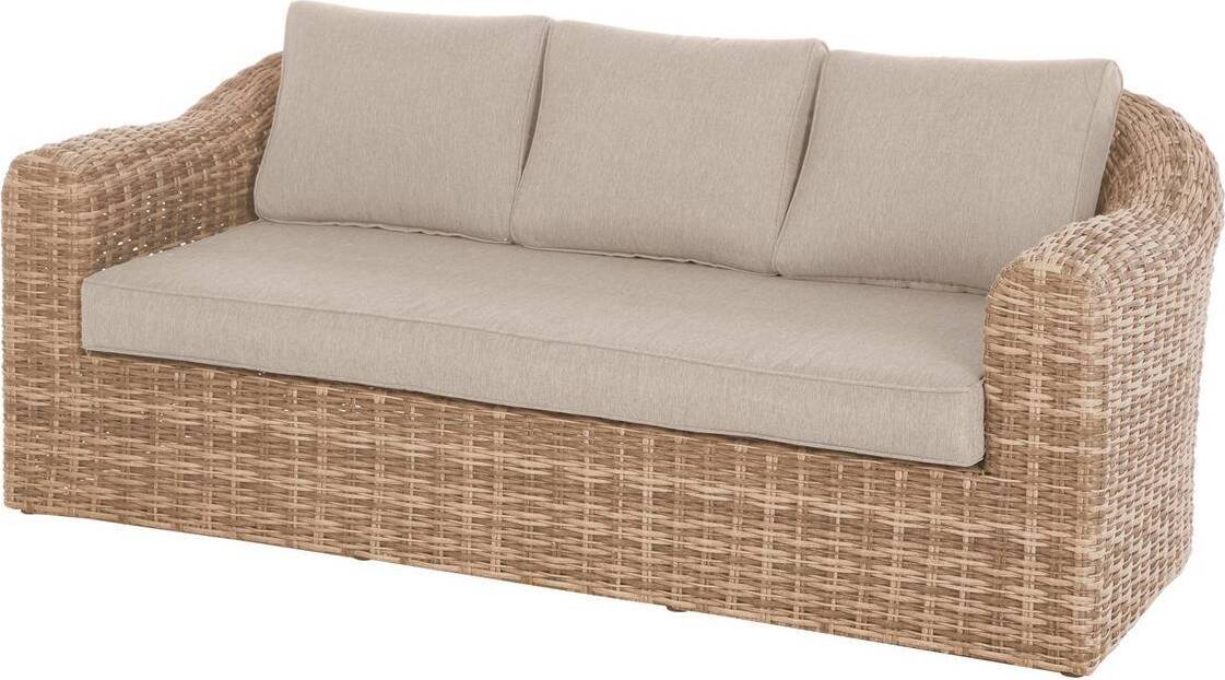 Gartensofa "mooréa" savana 3-sitzer aluminium mit epoxy-behandlung aus geflochtenem harz - Hespéride
