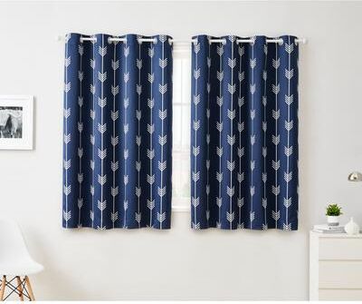 HLC.me Arrow Thermal Room Darkening Blackout Energy Efficient Window Curtain Grommet Panels - Set of 2