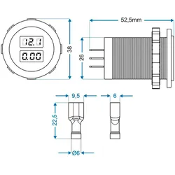 Pro Plus Volt und Amperemeter Messgerät 6-30 Volt und 0-10 Ampere