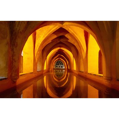 Fototapete PAPERMOON "PALAST-SCHLOSS TEMPEL KATHEDRALE GROTTE ABSTRAKT DESIGN", bunt, B:4,5m L:2,8m, Vlies, Tapeten