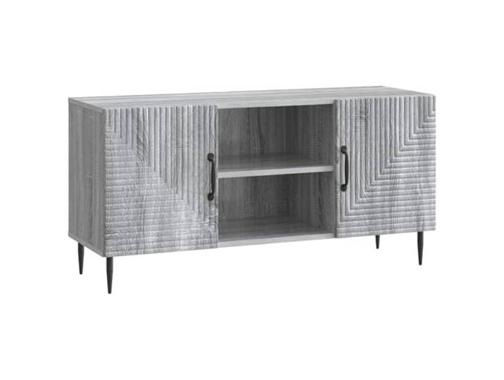 LMTYOENFG TV-Schrank Lowboard 102x34,5x50 cm Graues Sonoma Stabiler TV-Tisch fürs Wohnzimmer mit Metallbeinen, Fächern und Griffleiste für Receiver und Deko.