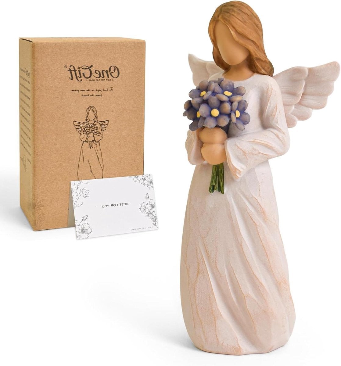 Herdenkingsbeeldje Wit - Handgeschilderd Sympathie Geschenk - Hoogte: 14,5 cm