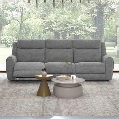 Esofastore Contemporary Gray Contour Arm Wide Seats Recliner Sofa 1pc
