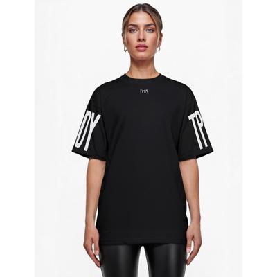 Oversize-Shirt TRUEPRODIGY "Viktor F Logo Print Oversized Rundhals", Damen, Gr. L, schwarz, Obermaterial: 100% Baumwolle CO., Rundhals, Shirts