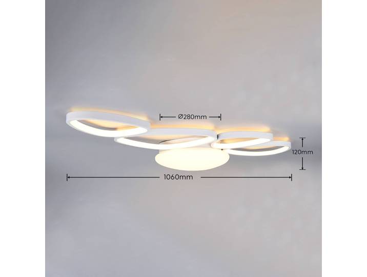 Trio Lighting Deckenleuchte Amelio, dimmbar, weiß / opal, für Wohn- / Esszimmer, Kunststoff, Modern