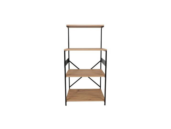 Toilinux - Etagère métal et bois pour cuisine - Marron et noir
