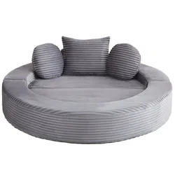 MODFU Schlafsofa aus Cord, grau, 4-in-1 umwandelbar