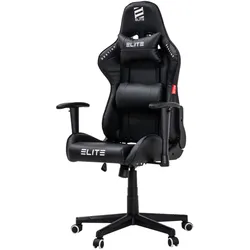 ELITE Gaming-Stuhl DESTINY, Rücken- und Nackenkissen, Wippmechanik, bis 170kg, Sitzhöhe 45-55, MG200 (Schwarz)