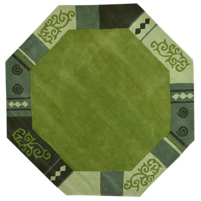 Wollteppich THEKO "Ambadi, handgetuftet" Gr. 5, grün, B:200cm H:14mm L:200cm, Schurwolle, Teppiche, reine Schurwolle, handgetuftet, mit Bordüre, modern