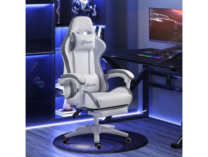 Vinsetto Chaise Gaming Ergonomique Inclinable 135° Blanc