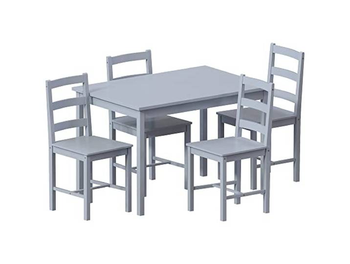 Vida Designs Yorkshire Esstisch und Stühle Set Küche Home Möbel (grau, 4-Sitzer)