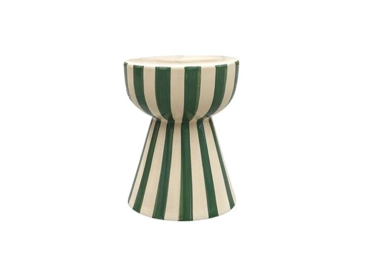 Tabouret / meuble d'appoint en céramique couleur beige/vert