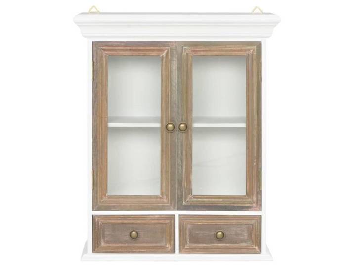 Armoire murale - KAI - Blanc - Bois massif - 2 portes - 2 tiroirs