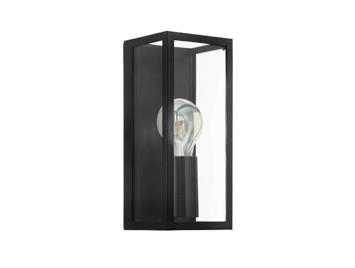 EGLO Wandleuchte AMEZOLA Wandlampe, Stahl und Glas, Lampe, E27, IP44, Schlafzimmerlampe , schwarz (schwarz klar), 1, H: 26cm, 1 Stk., Leuchten, Wandleuchte, Wandleuchte, Wohnzimmerlampe, Flurlampe, E27, IP44, Wandleuchte