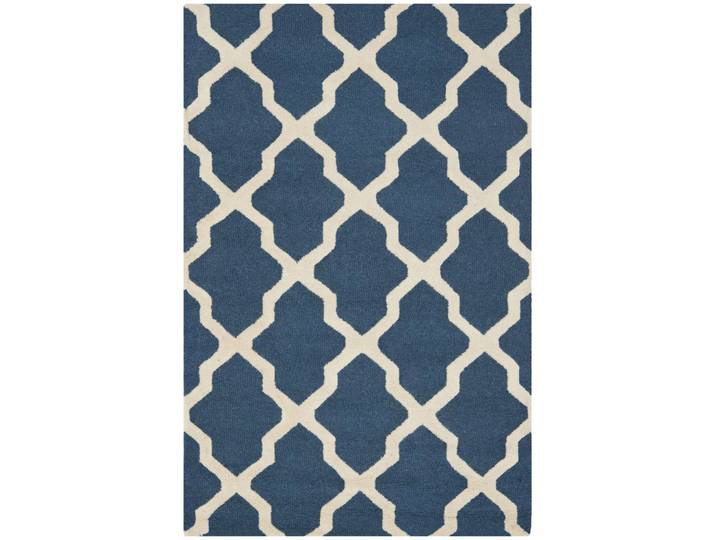 Tapis treillis en laine bleu/blanc, 122 x 183 cm