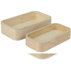 KSD 2 Aufbewahrungsboxen 17-19cm Holz Aufbewahrungsbehälter Ordnungsboxen Regalboxen Holzschale Holzboxen Boxen Kisten Aufbewahrung Ordnung Natur Braun