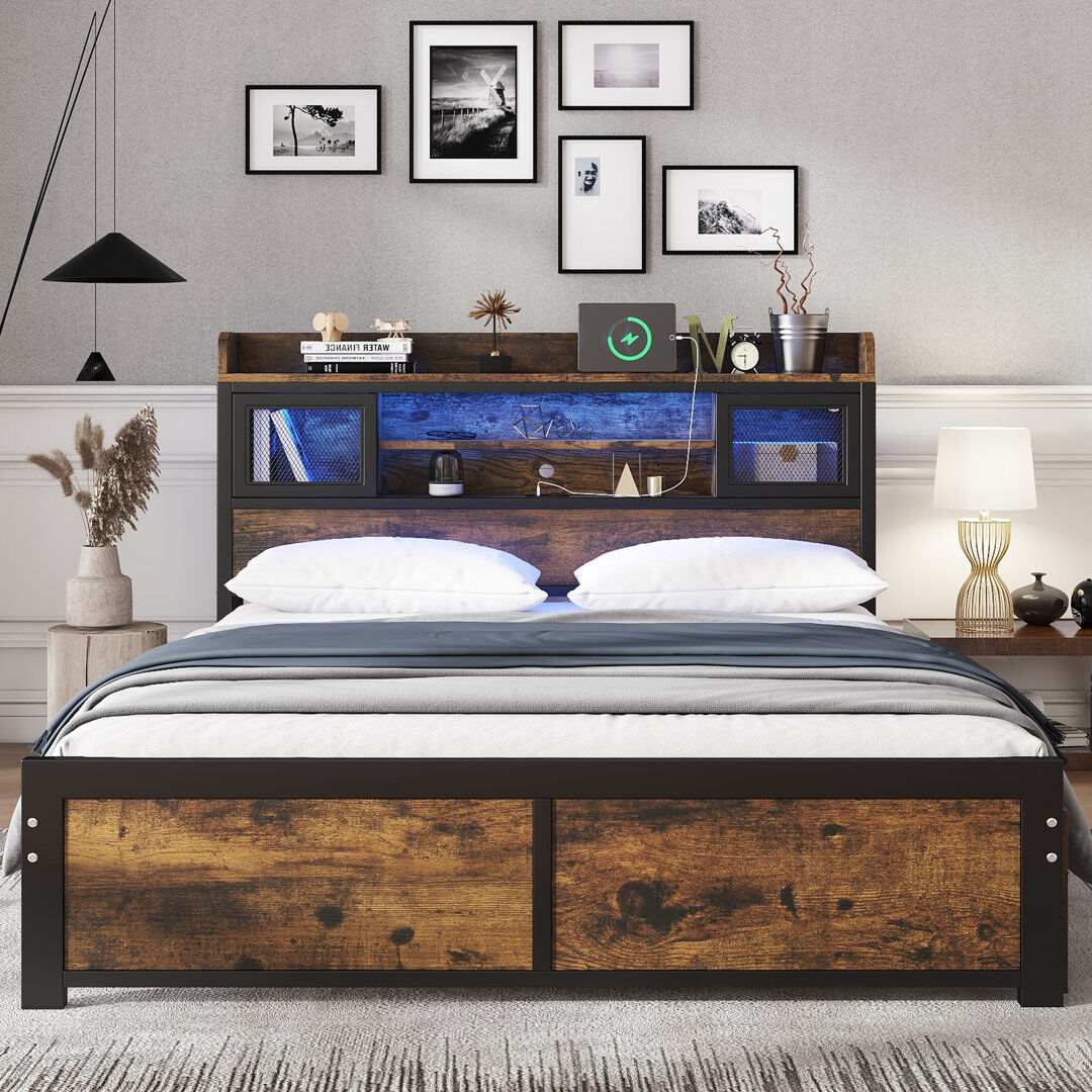 Metro Storage Bed Black;Natural Double (4'6)