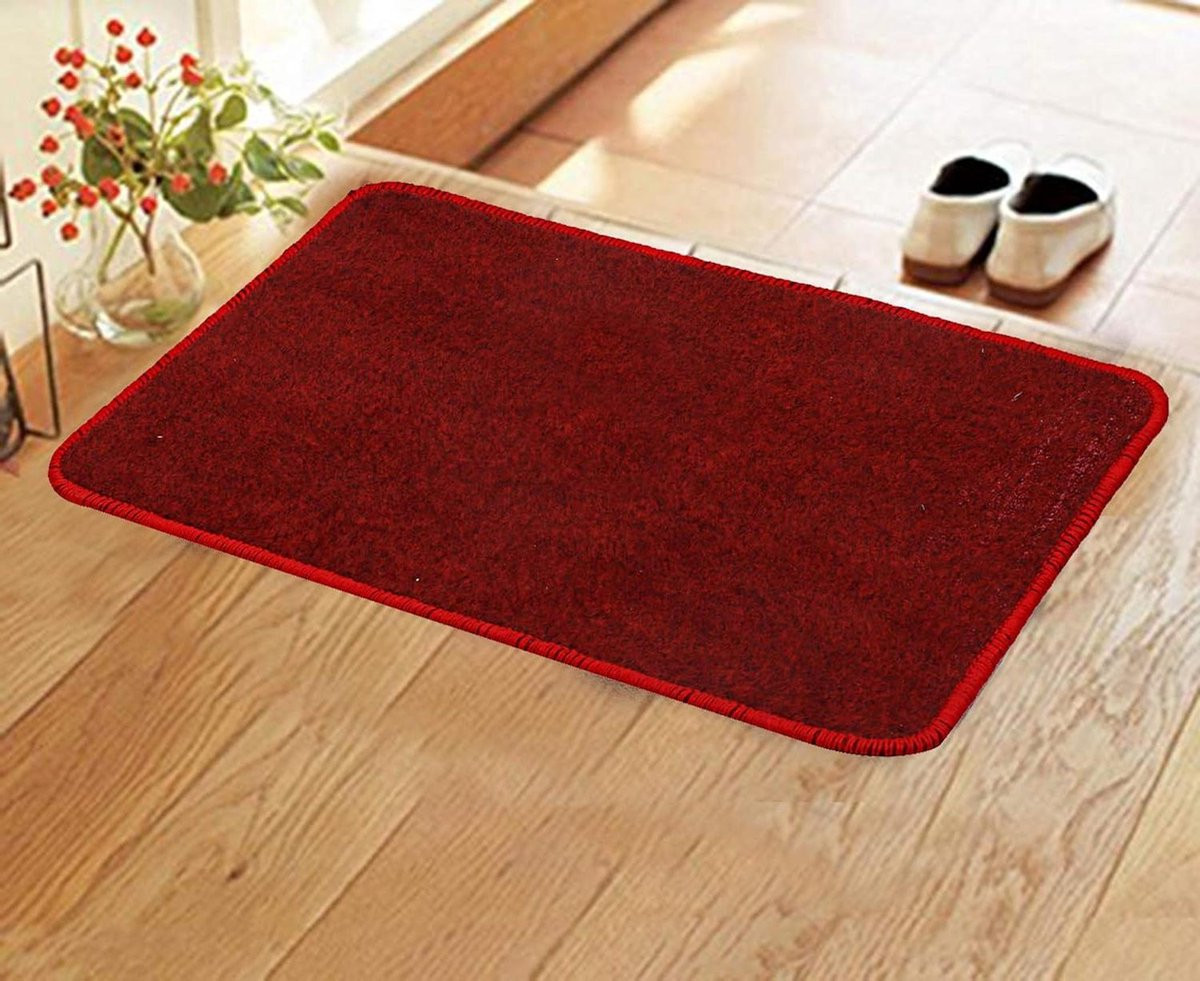 Rode antislip deurmat van microvezel, 55 x 35 cm