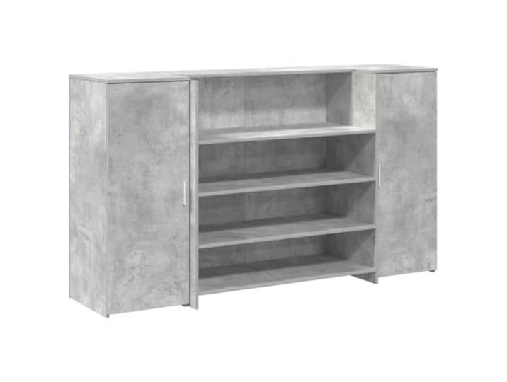 GKHPYURE Reception Theke grau Beton 180 x 50 x 103,5 cm Spanplatte Integrierte Theke, Schrank, Stauraum, vielseitige Verwendung, Wandbefestigung im Lieferumfang enthalten