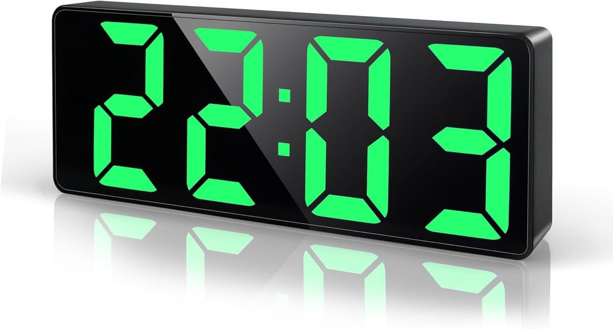 Bobypet LED digitale wekker met grote cijfers en snooze-functie - Groen