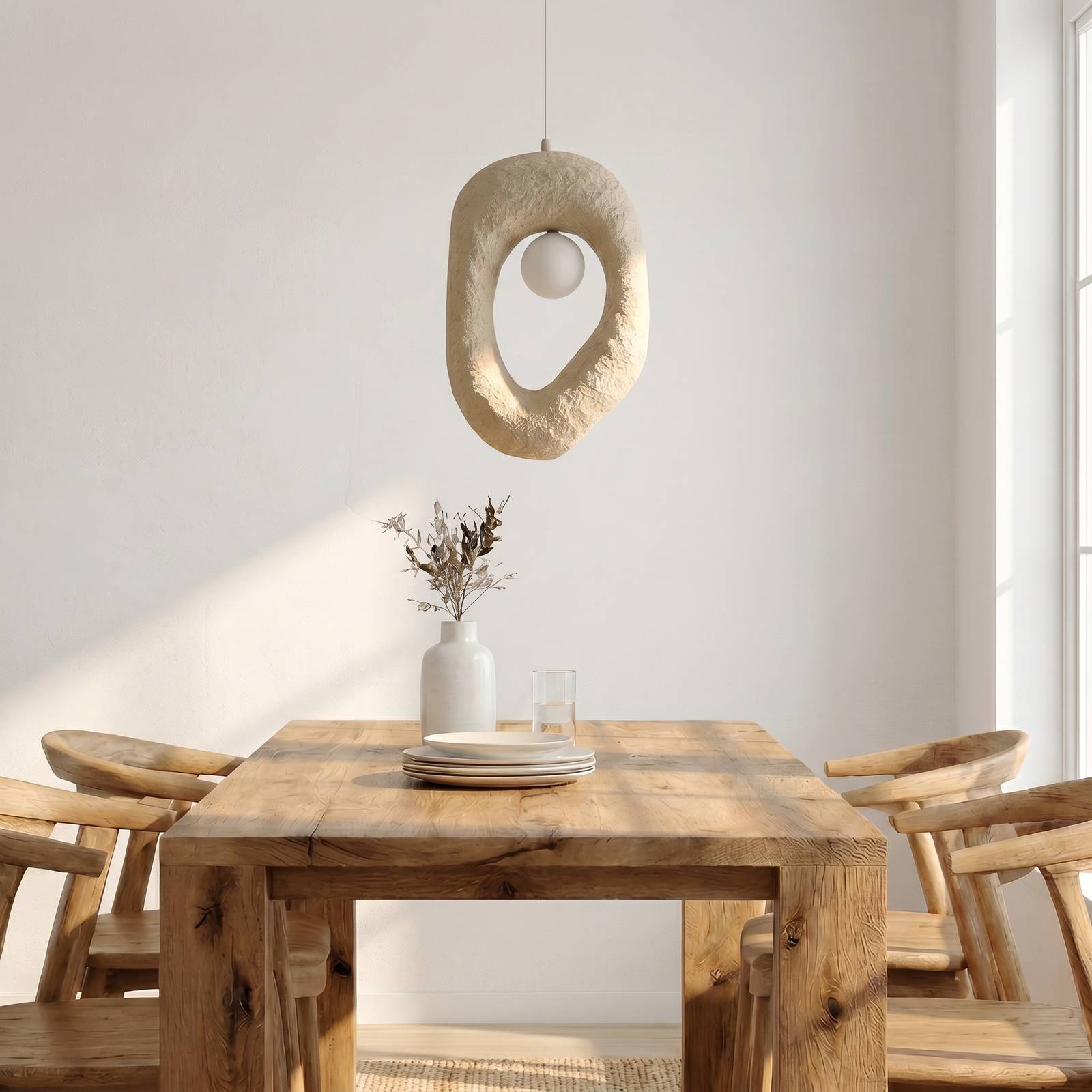 Hängelampe Zoga Opviq, dimmbar, creme / amber, für Wohn- / Esszimmer, Kunststoff, Modern, Pendelleuchte