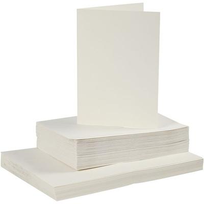 Creativ Company Karten & Kuverts, Kartengröße 10,5x15 cm, Umschlaggröße 11,5x16,5 cm, 110+220 g, Naturweiß, 50 Set