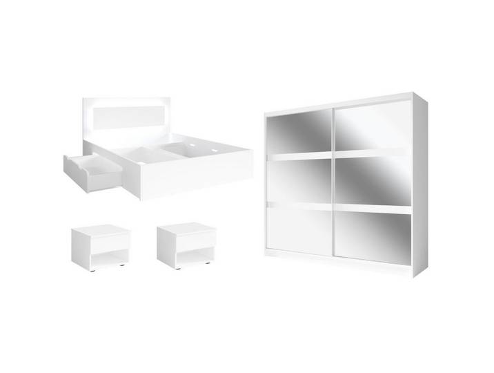 Feldmann-Wohnen Schlafzimmer-Set Fino weiß 4-teilig, Weiß, Holz, 10 Fächer, Rechteckig,Rechteckig, 160x200 cm, Schlafzimmer, Betten