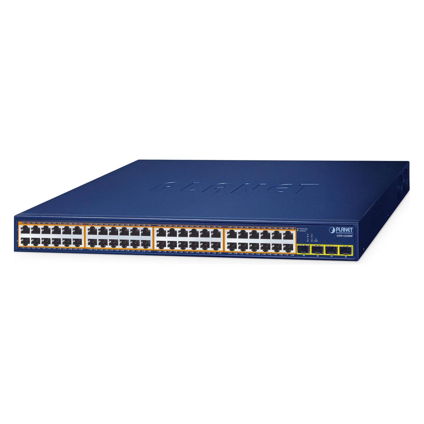 Planet 48-Port PoE + 4-Port SFP Switch GSW-5240HP (48 Ports) (GSW-5240HP)