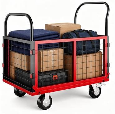 Garvee 24x39 in Carbon Steel Cage Cart Yellow and Black Red Heavy Duty
