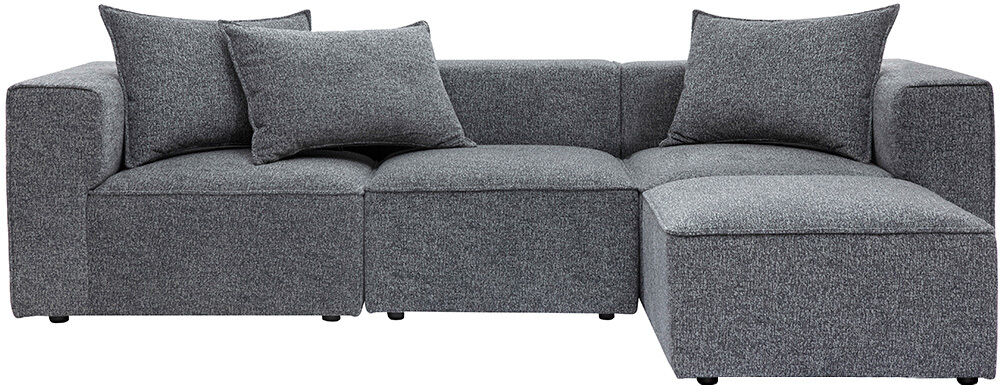 Miliboo Modulare Ecksofa 4 Sitzplätze aus dunkelgrauem meliertem Stoff KERRY