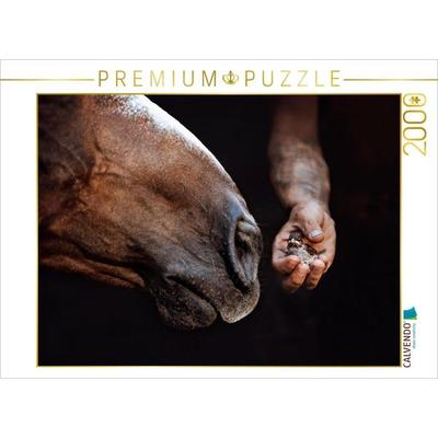 CALVENDO Puzzle Pferdemaul küsst Vogelbaby | 2000 Teile Lege-Größe 90x67cm Foto-Puzzle für glückliche Stunden