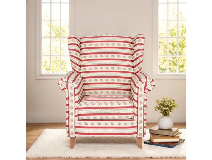 Polstersessel Loretta, rot +Blumenmuster, ca.86x81x105 cm