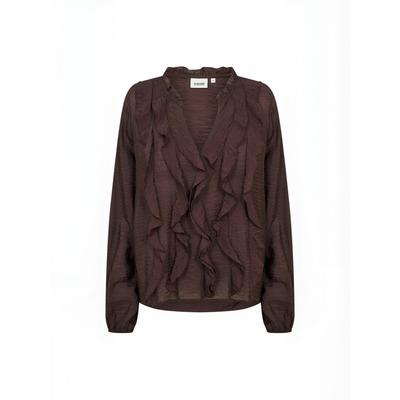 Hemdbluse WASABI CONCEPT "Wasabi Concept Shirt WA-JUDIT", Damen, Gr. 40, braun (8980 chocolate plum), Obermaterial: 75% Viskose, 25% Polyamide (Nylon), Blusen Hemdbluse