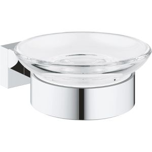 GROHE Seifenschale Essentials Cube 40754001, transparent, zum Bohren, aus Glas, 11 x 12,5 cm