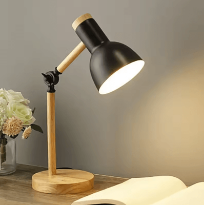 Inspire Picks Nordic Wooden LED Table Lamp Adjustable Head Desk Light With Eye Protection black au Plug no Blub