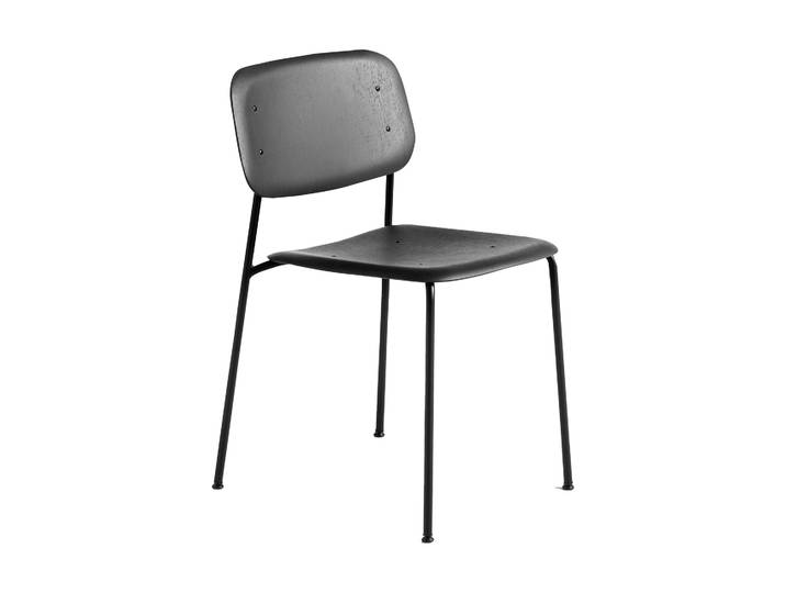 HAY Soft Edge 40 Stuhl Soft black, schwarzes Stahlgestell