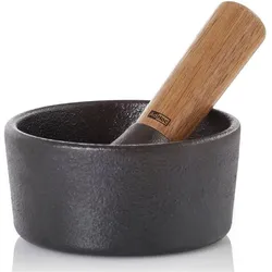 AdHoc Mörser Camo.12, Gusseisen/Akazienholz, D 12 cm, H, Mörser, Braun, Grau, Schwarz