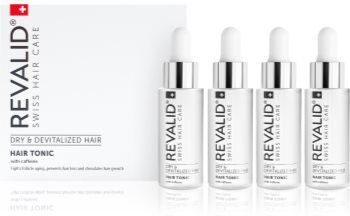 Revalid Hair Tonic tónico energizante com cafeína para estimulação do crescimento capilar 4x30 ml. Hair Tonic