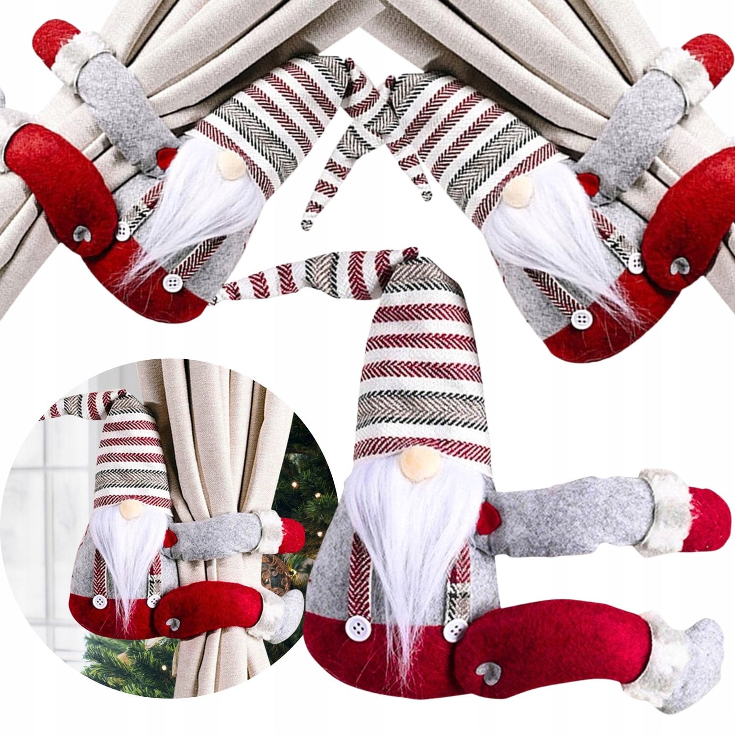 Grote Kerstman Kerst Gnome Gordijn Decoratie met Klittenband