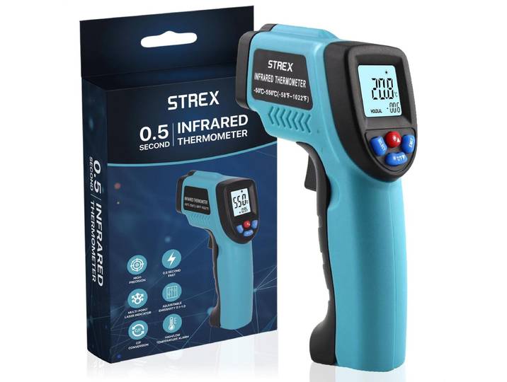 Strex Digitale Infrarood Thermometer - Bereik -50 t/m +550 °C - IR Thermometer - Warmtemeter