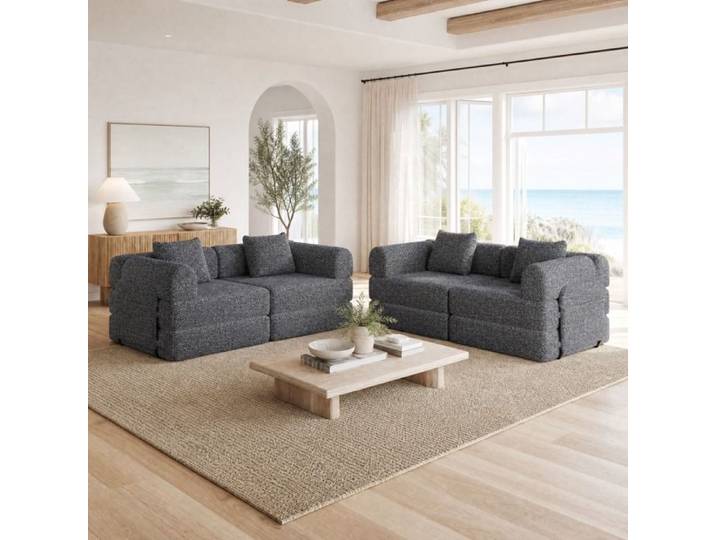 VUENOR Canapé convertible 4 places 183 8 x 91 4 x 69 8 cm gris – modulable