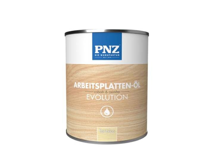 PNZ Arbeitsplatten-Öl evolution für Innen Nachhaltig hergestellt mit regionalen Rohstoffen besonders strapazierfähig für Küchenholz, Arbeitsplatten, Schneidebretter, Gebinde:10L, Farbe:farblos