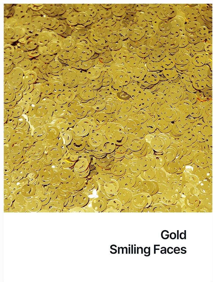 Hemway Shaped Ultra Sparkle Glitter   Smiling Face   Cosmetic, Festival, Crafts - Gold - Shaped 50g