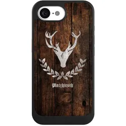 Nivocase Hülle für Apple iPhone 16e Handyhülle NIVOcore Case Schwarz Hirsch Holz Holzoptik (Apple iPhone 16e), Smartphone Hülle, Schwarz
