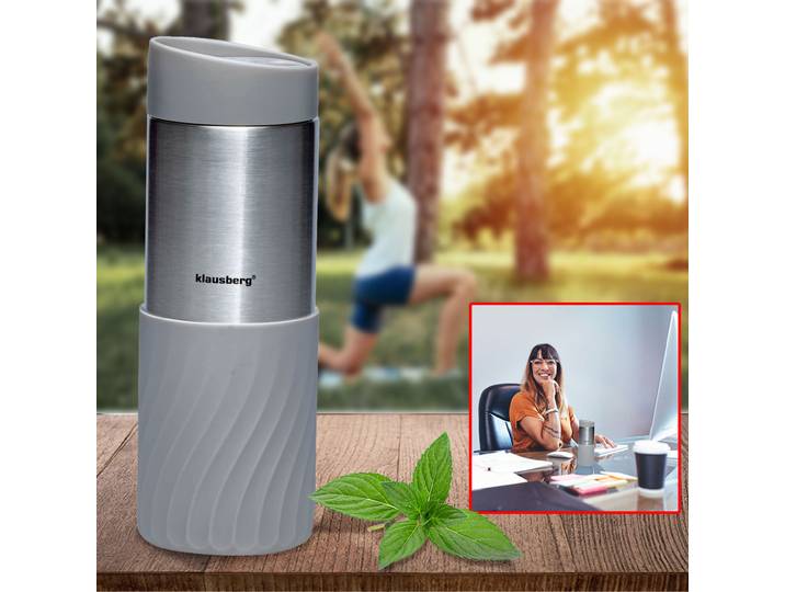 Doppelwandiger Thermobecher, 420ml, grau
