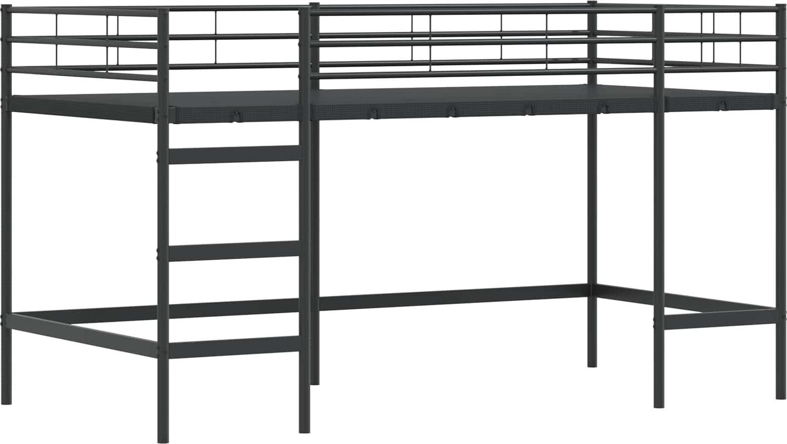 vidaXL Kinderbed met hemelbed, zwart staal, 80 x 200 cm