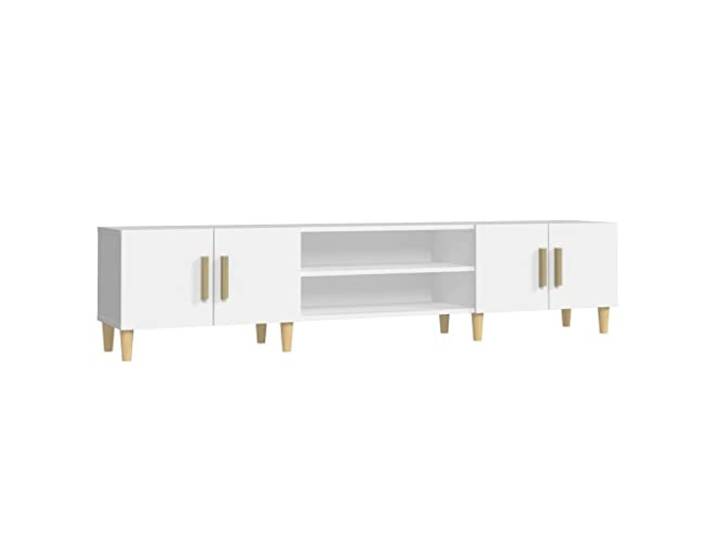 KGFHERENB TV-Schrank Weiß 180x31,5x40 cm Lowboard 4 Türen Modernes TV-Möbel fürs Wohnzimmer: Geräumige Fächer und standfeste Eukalyptus-Holzfüße für ein ordentliches Ambiente.